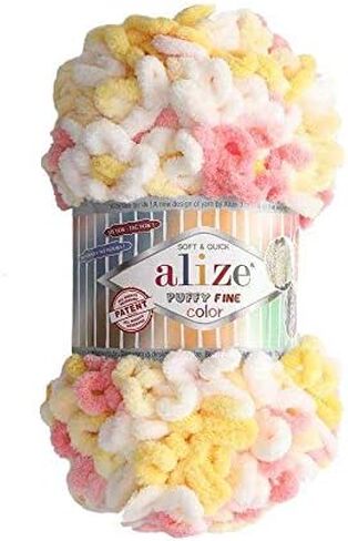 Alize Puffy Fine Color Baby Blanket Small Loop 100% Micropolyester Soft Yarn Lot of 4skn 400gr 64yds (5949) in Saudi Arabia