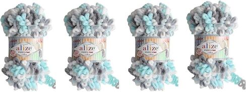 Alize Puffy Fine Color Baby Blanket Small Loop 100% Micropolyester Soft Yarn Lot of 4skn 400gr 64yds (5949) in Saudi Arabia