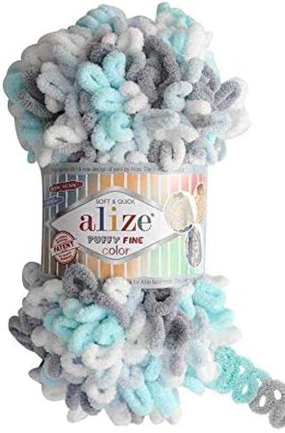 Alize Puffy Fine Color Baby Blanket Small Loop 100% Micropolyester Soft Yarn Lot of 4skn 400gr 64yds (5949) in Saudi Arabia