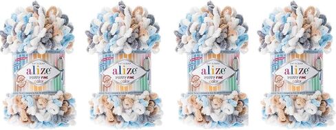 Alize Puffy Fine Color Baby Blanket Small Loop 100% Micropolyester Soft Yarn Lot of 4skn 400gr 64yds (5949) in Saudi Arabia