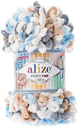 Alize Puffy Fine Color Baby Blanket Small Loop 100% Micropolyester Soft Yarn Lot of 4skn 400gr 64yds (5949) in Saudi Arabia