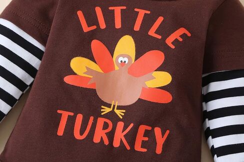 ملابس لحديثي الولادة من الأولاد والبنات لعيد الشكر، ملابس داخلية لعيد الشكر الأول، مجموعة ملابس سروال ديك رومي مخطط in Kuwait