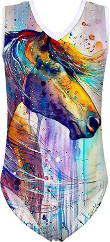 Girl's One-Piece Bathing Suit Sleeveless Swimwear V Neck Gymnastics Dancing Leotards 3-14Y in Saudi Arabia