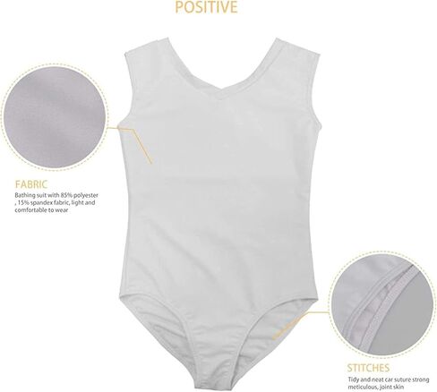 Girl's One-Piece Bathing Suit Sleeveless Swimwear V Neck Gymnastics Dancing Leotards 3-14Y in Saudi Arabia