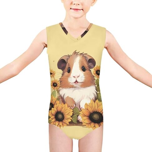 Girl's One-Piece Bathing Suit Sleeveless Swimwear V Neck Gymnastics Dancing Leotards 3-14Y in Saudi Arabia