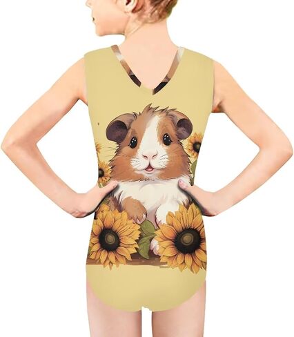 Girl's One-Piece Bathing Suit Sleeveless Swimwear V Neck Gymnastics Dancing Leotards 3-14Y in Saudi Arabia