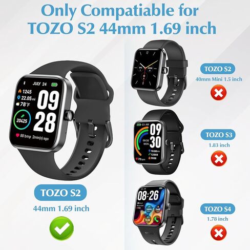 3 Pack Protective Case for TOZO S2 44mm 1.69-inch Smartwatch Screen Protector, Hard PC Bumper Cover Built-in Tempered Glass Screen Protector Accessories (Not fit S4/S3/S2 40mm) in Kuwait