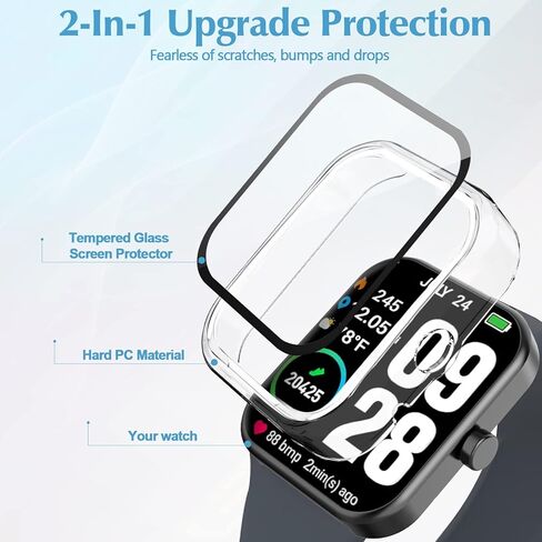 3 Pack Protective Case for TOZO S2 44mm 1.69-inch Smartwatch Screen Protector, Hard PC Bumper Cover Built-in Tempered Glass Screen Protector Accessories (Not fit S4/S3/S2 40mm) in Kuwait