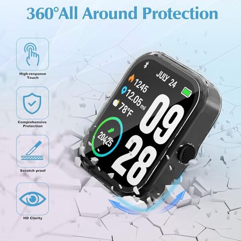 3 Pack Protective Case for TOZO S2 44mm 1.69-inch Smartwatch Screen Protector, Hard PC Bumper Cover Built-in Tempered Glass Screen Protector Accessories (Not fit S4/S3/S2 40mm) in Kuwait