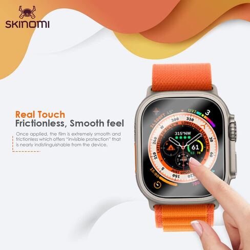 واقي شاشة Skinomi متوافق مع Apple Watch Ultra/Apple Watch Ultra 2 (إصدار مطور) (49 ملم) (6 عبوات) طبقة شفافة عالية الدقة من مادة TPU المضادة للفقاعات in Kuwait