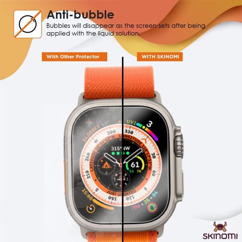 واقي شاشة Skinomi متوافق مع Apple Watch Ultra/Apple Watch Ultra 2 (إصدار مطور) (49 ملم) (6 عبوات) طبقة شفافة عالية الدقة من مادة TPU المضادة للفقاعات in Kuwait