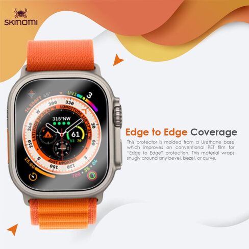 واقي شاشة Skinomi متوافق مع Apple Watch Ultra/Apple Watch Ultra 2 (إصدار مطور) (49 ملم) (6 عبوات) طبقة شفافة عالية الدقة من مادة TPU المضادة للفقاعات in Kuwait