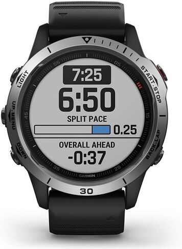 حلقة إطار من الفولاذ المقاوم للصدأ متوافقة مع ساعة Garmin Fenix ​​6/6 Pro، غطاء لاصق بحلقة إطار مضاد للخدش والاصطدام لملحقات ساعة Garmin (أسود - ليس لـ 6X/6X Pro) in Kuwait