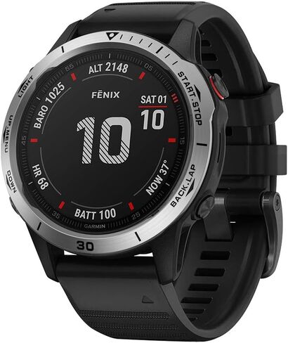 حلقة إطار من الفولاذ المقاوم للصدأ متوافقة مع ساعة Garmin Fenix ​​6/6 Pro، غطاء لاصق بحلقة إطار مضاد للخدش والاصطدام لملحقات ساعة Garmin (أسود - ليس لـ 6X/6X Pro) in Kuwait