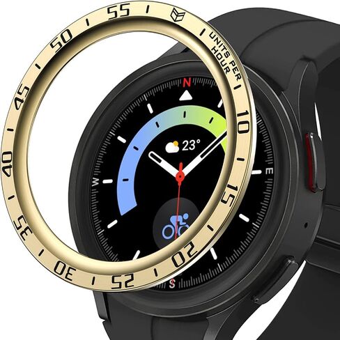 Miimall Bezel Loop Compatible for Samsung Watch 5 Pro Bezel Ring, [Stainless Steel] Anti Scratch Adhesive Frame Lightweight Watch Bezel Cover for Galaxy Watch 5 Pro 45mm (Gold) in Saudi Arabia
