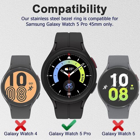 Miimall Bezel Loop Compatible for Samsung Watch 5 Pro Bezel Ring, [Stainless Steel] Anti Scratch Adhesive Frame Lightweight Watch Bezel Cover for Galaxy Watch 5 Pro 45mm (Gold) in Saudi Arabia