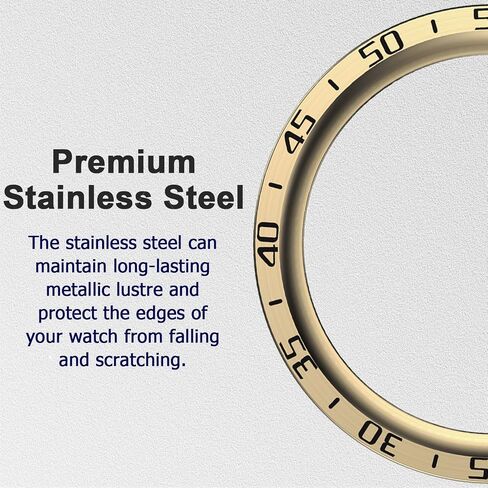 Miimall Bezel Loop Compatible for Samsung Watch 5 Pro Bezel Ring, [Stainless Steel] Anti Scratch Adhesive Frame Lightweight Watch Bezel Cover for Galaxy Watch 5 Pro 45mm (Gold) in Saudi Arabia