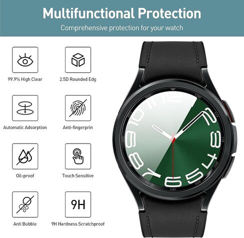 4 عبوات لساعة Samsung Galaxy Watch 6 Classic 47mm واقي شاشة، HD مضاد للخدش [2.5D 9H صلابة] واقي شاشة من الزجاج المقوى لساعة Galaxy Watch 6 Classic 47mm (إصدار جديد 2023) in Kuwait