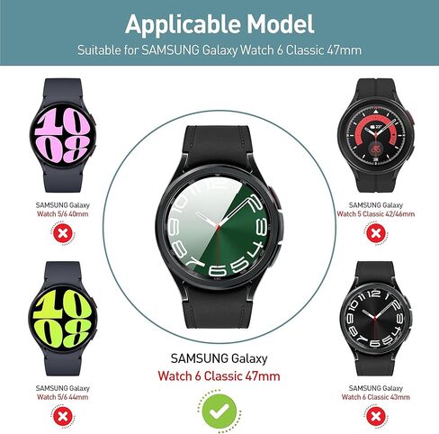 4 عبوات لساعة Samsung Galaxy Watch 6 Classic 47mm واقي شاشة، HD مضاد للخدش [2.5D 9H صلابة] واقي شاشة من الزجاج المقوى لساعة Galaxy Watch 6 Classic 47mm (إصدار جديد 2023) in Kuwait