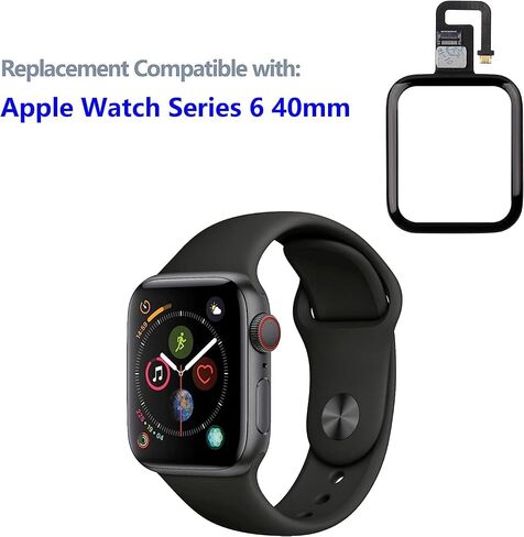عدسة زجاجية أمامية للساعة واستبدال محول رقمي يعمل باللمس متوافق مع Apple Watch Series 6/5/4/SE 40MM/44MM (Black_SeriesSE_40mm) in Kuwait