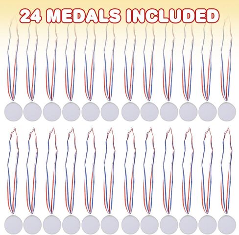 ArtCreativity Make Your Own Medals Kit, Set of 24, DIY Award Medals for Kids with Patriotic Ribbons, Fun Craft Activity Kit for Parties, School and Home, Party Favors Medals for Boys and Girls in Saudi Arabia