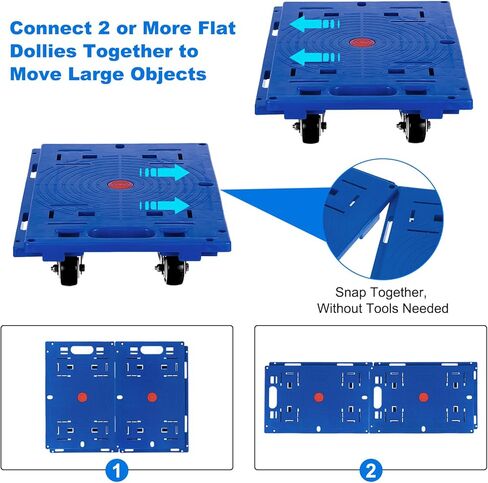 باتيكيل دوللي للأثاث للتحرك، 2 عبوة صغيرة محمولة مسطحة متحركة مع 4 عجلات لنقل الأثاث دوللي للأثاث الثقيل، سعة 440 رطل، أزرق in Kuwait