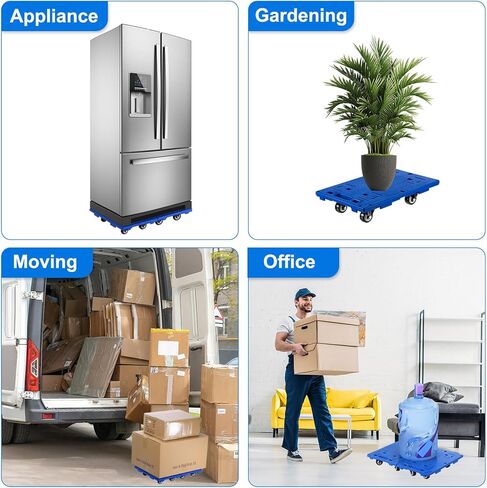 باتيكيل دوللي للأثاث للتحرك، 2 عبوة صغيرة محمولة مسطحة متحركة مع 4 عجلات لنقل الأثاث دوللي للأثاث الثقيل، سعة 440 رطل، أزرق in Kuwait