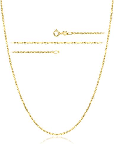Jewlpire سلسلة ذهبية صلبة عيار 24 قيراط للنساء والفتيات، سلسلة كابل 1.2 مم سلسلة ذهبية إيطالية رفيعة وقوية ولامعة للنساء 18 بوصة in Kuwait