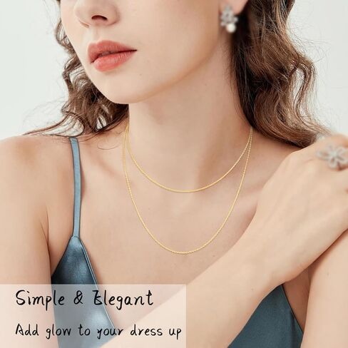 Jewlpire سلسلة ذهبية صلبة عيار 24 قيراط للنساء والفتيات، سلسلة كابل 1.2 مم سلسلة ذهبية إيطالية رفيعة وقوية ولامعة للنساء 18 بوصة in Kuwait