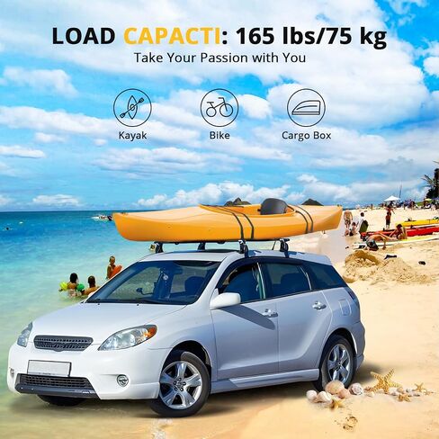 Universal Roof Rack Cross Bars, 54" Aluminum Roof Rack Crossbars, Fit Roof Without Side Rail, 165 lbs Load Capacity, Adjustable Bare Roof Crossbars with Locks, for Sedan,Pick-up,Truck in Saudi Arabia
