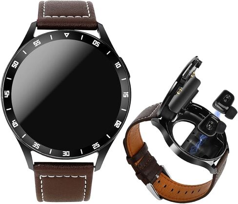 2 in 1 Smart Watch with Earbuds, 1.39 Inch Round Fitness Watch, Bluetooth Watch with Step, Calories, Tracker with Blood Oxygen Heart Rate Sleep Monitor for iOS & Android (Black) in Saudi Arabia