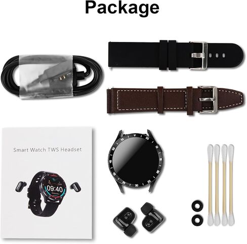 2 in 1 Smart Watch with Earbuds, 1.39 Inch Round Fitness Watch, Bluetooth Watch with Step, Calories, Tracker with Blood Oxygen Heart Rate Sleep Monitor for iOS & Android (Black) in Saudi Arabia