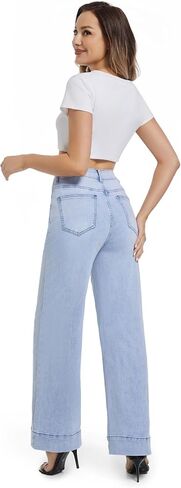 Womens Wide Leg Jeans High Waisted Stretchy Baggy Jeans for Woman Trouser Jeans for Women Trendy Loose Jeans in Saudi Arabia