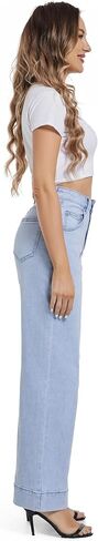 Womens Wide Leg Jeans High Waisted Stretchy Baggy Jeans for Woman Trouser Jeans for Women Trendy Loose Jeans in Saudi Arabia