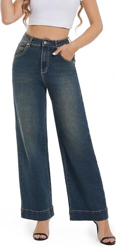 Womens Wide Leg Jeans High Waisted Stretchy Baggy Jeans for Woman Trouser Jeans for Women Trendy Loose Jeans in Saudi Arabia