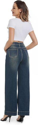 Womens Wide Leg Jeans High Waisted Stretchy Baggy Jeans for Woman Trouser Jeans for Women Trendy Loose Jeans in Saudi Arabia