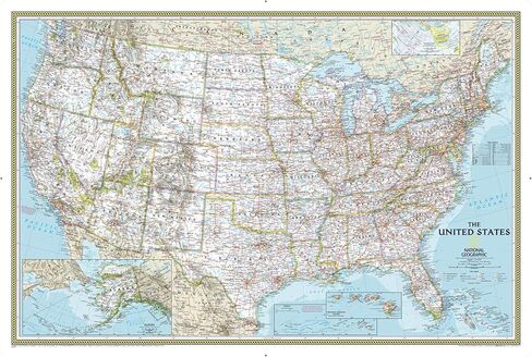 National Geographic: United States Classic Wall Map - Poster Size - 36 x 24 inches - Art Quality Print in Saudi Arabia