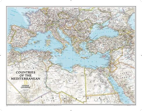 National Geographic: Countries of the Mediterranean Classic Wall Map - 30.25 x 23.5 inches - Art Quality Print in Saudi Arabia