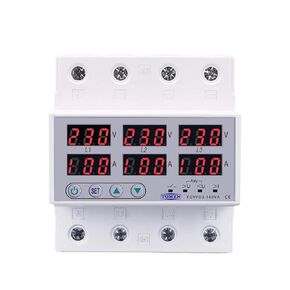 100A 3 Phase Din Rail Voltmeter Ammeter Adjustable Over and Under Voltage Current Limit Protection Monitor Relays Protector(100A with N 3X220V) in Saudi Arabia