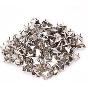 100pcs 9mm المسامير ، مسمار برشام الشرير على شكل هرم ، 4 مسامير مخلب النحاس لديكور DIY (الفضة) in Kuwait