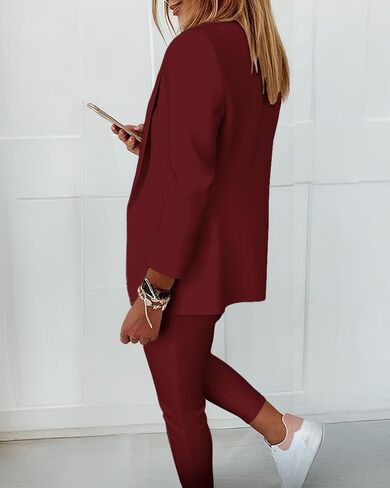 CHICME Womens 2 Piece Suiting 2025 Plaid Print Notched Collar Blazer&Drawstring Pants Set Casual Business Outfits in Saudi Arabia