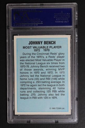 Johnny Bench Reds Hof 1985 TCMA MVP توقيع بطاقة البيسبول PSA in Saudi Arabia