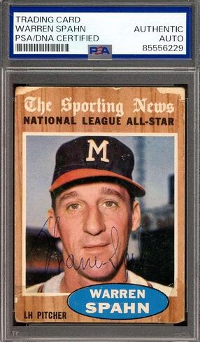 Warren Spahn PSA DNA Signed 1962 Topps All Star Autograph - Baseball Slabbed Autographed Cards in Saudi Arabia