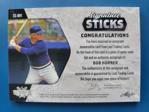 Bob Horner 2022 Leaf Lumber "Signature Sticks" Auto #D 4/5 Atlanta Braves! - بطاقات البيسبول الموقعة MLB in Saudi Arabia