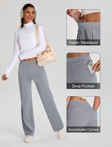 BMJL Women's Work Pants 32" High Waisted Casual Track Pant Yoga Travel Golf Joggers Pockets Slacks Fall Clothes in Saudi Arabia