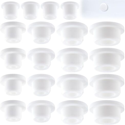 20pcs Bathtub Jet Covers, Silicone Pipe Inserts, Waterproof Tube & Hole Plugs with 5 Sizes for Bathtub Sink Drain Cover- White in Saudi Arabia