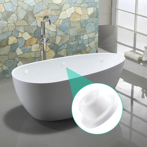 20pcs Bathtub Jet Covers, Silicone Pipe Inserts, Waterproof Tube & Hole Plugs with 5 Sizes for Bathtub Sink Drain Cover- White in Saudi Arabia