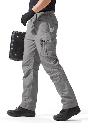 FREE SOLDIER Men's Water Resistant Pants Relaxed Fit Tactical Cargo Work Pants with Multi Pocket (34W/28L Moss Green) in Saudi Arabia