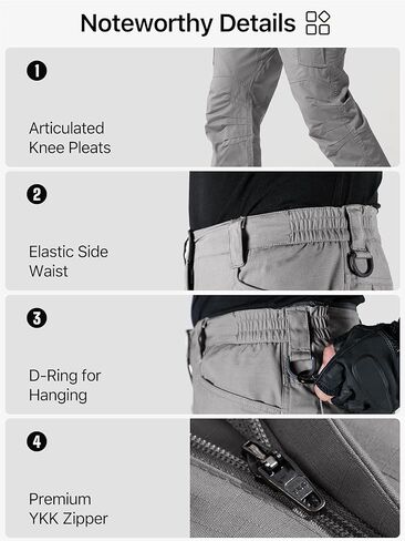 FREE SOLDIER Men's Water Resistant Pants Relaxed Fit Tactical Cargo Work Pants with Multi Pocket (34W/28L Moss Green) in Saudi Arabia