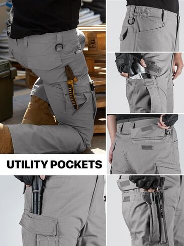 FREE SOLDIER Men's Water Resistant Pants Relaxed Fit Tactical Cargo Work Pants with Multi Pocket (34W/28L Moss Green) in Saudi Arabia